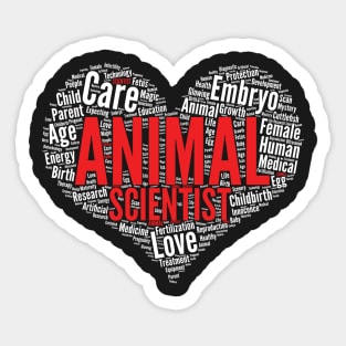 Animal Scientist Heart Shape Word Cloud Design graphic Sticker